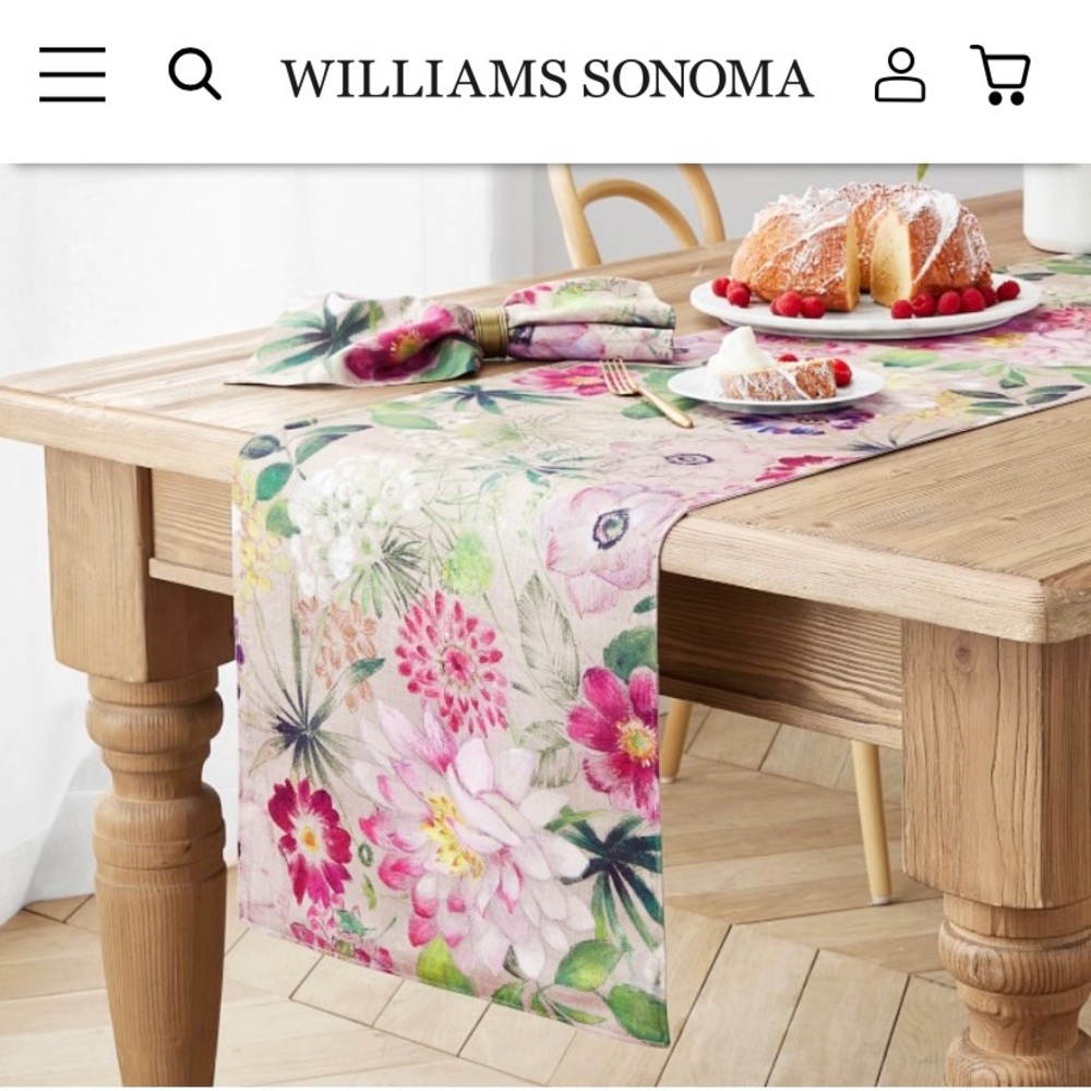 Williams Sonoma floral table runner NWT still on website